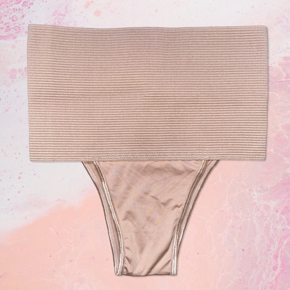 New Small High Rise Lower Tummy Control Shapewear Panty Cincher Belly Band Tan